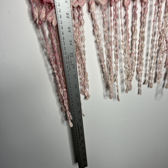 INDIA Tank Top Womens One Size Pink Crochet Fringe Floral Boho Festival Cropped - Picture 13 of 13